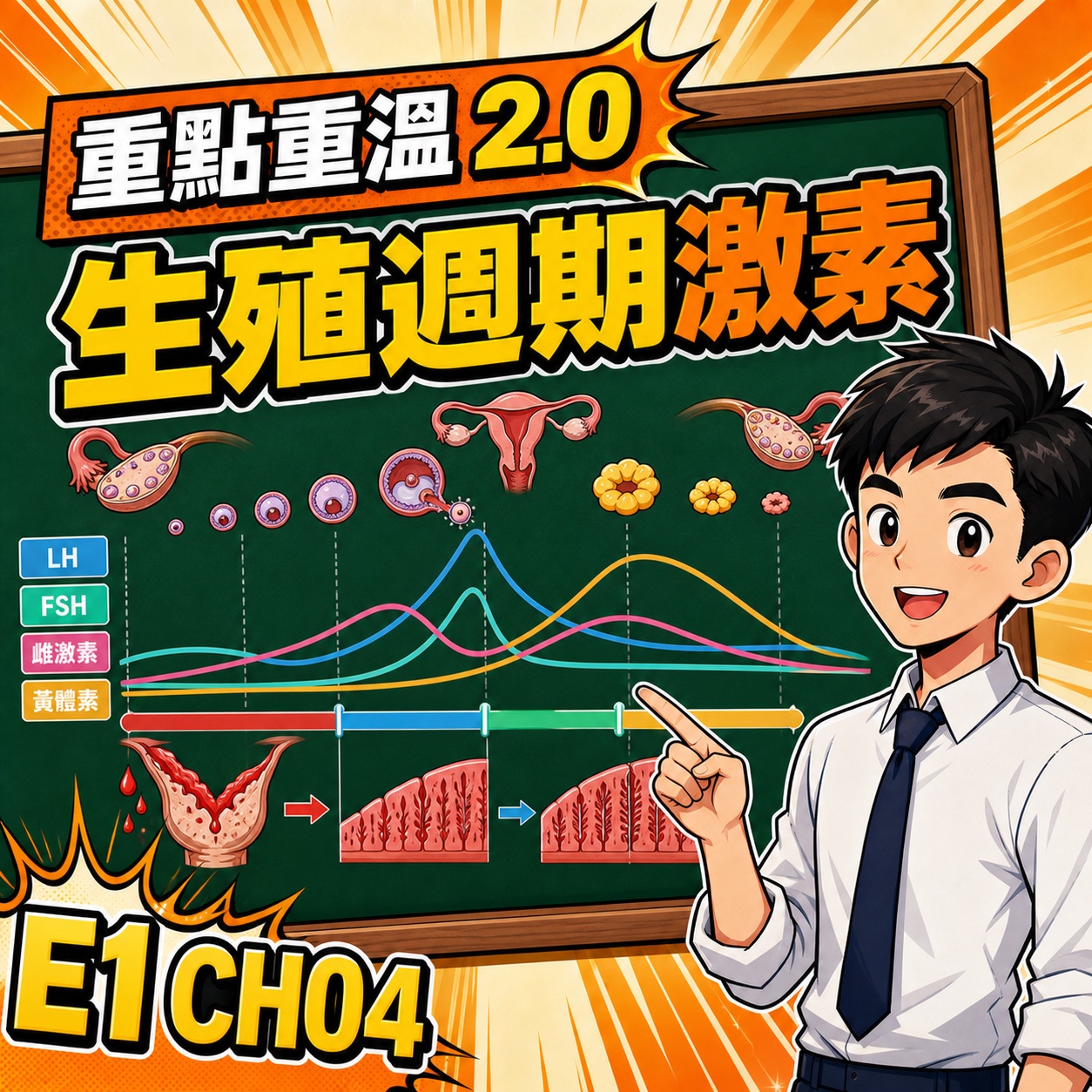 月經週期激素 DSE：FSH、LH、雌激素與黃體酮－DSE生物科重點重溫2.0封面