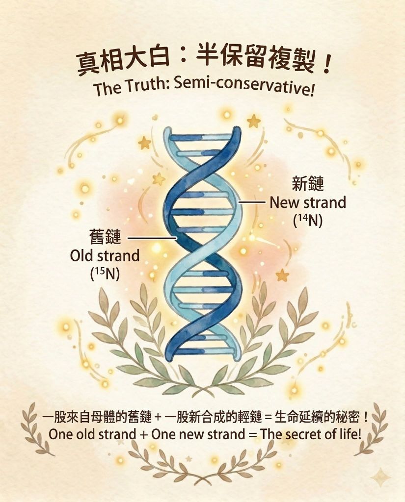 【DSE Bio 經典實驗】被譽為「生物學史上最美的實驗」：梅瑟生-史達實驗與 DNA 半保留複製機制拆解｜DSE Biology 圖卡 13