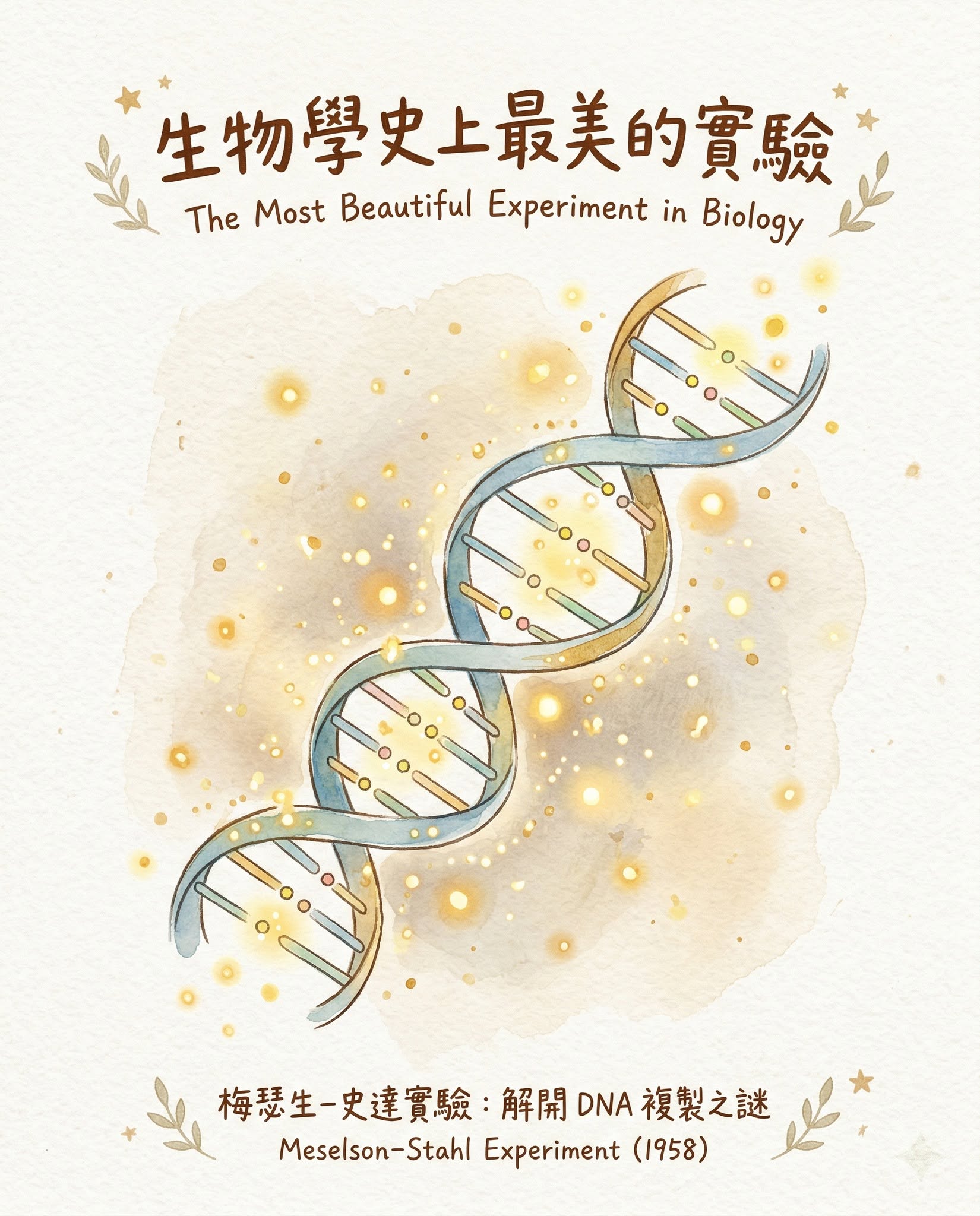 【DSE Bio 經典實驗】被譽為「生物學史上最美的實驗」：梅瑟生-史達實驗與 DNA 半保留複製機制拆解｜DSE Biology 圖卡 2